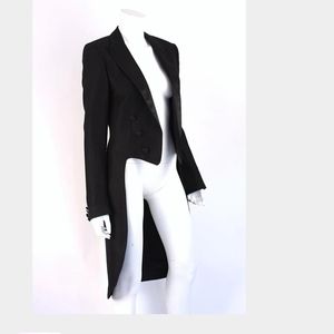 Christian Dior Black Satin Notch Lapel Tuxedo Tailcoat Formal Classic Victorian